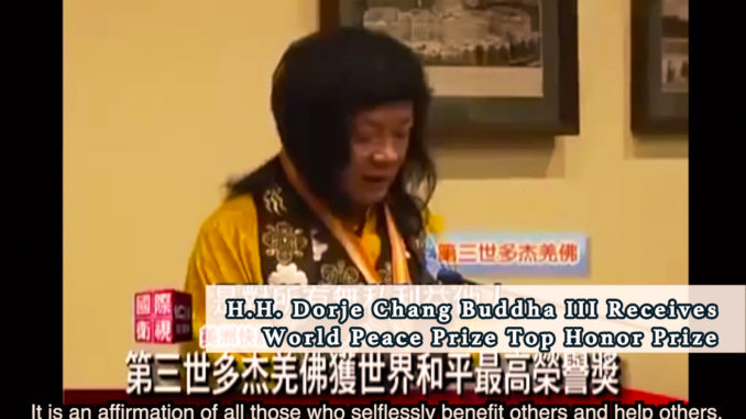 H.H. Dorje Chang Buddha III Receives World Peace Prize Top Honor Prize