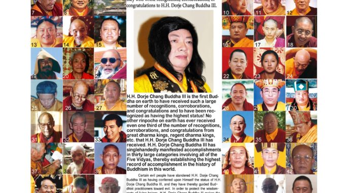 Recognitions & Congratulations to H.H. Dorje Chang Buddha III