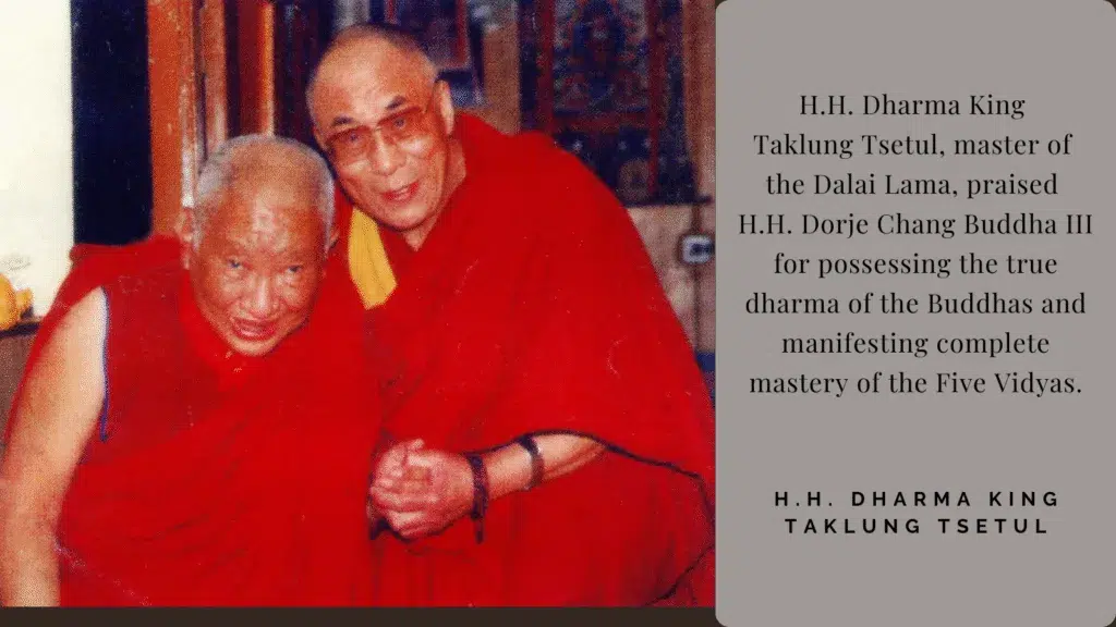 Recognitions and Congratulations to H.H. Dorje Chang Buddha III from H.H. Dharma King Taklung Tsetul